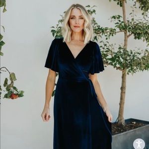 Baltic born Meghan Velvet Wrap Dress in Navy